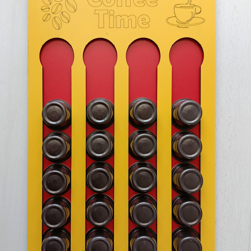 Tchibo Uyumlu Kapsül Kahve Tutucu Sarı Kırmızı Renk 24 Kapsül Kapasiteli Kapsül Standı Organizer